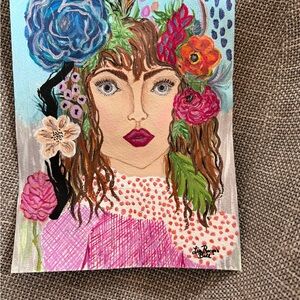 Colorful Floral Lady Art Painting